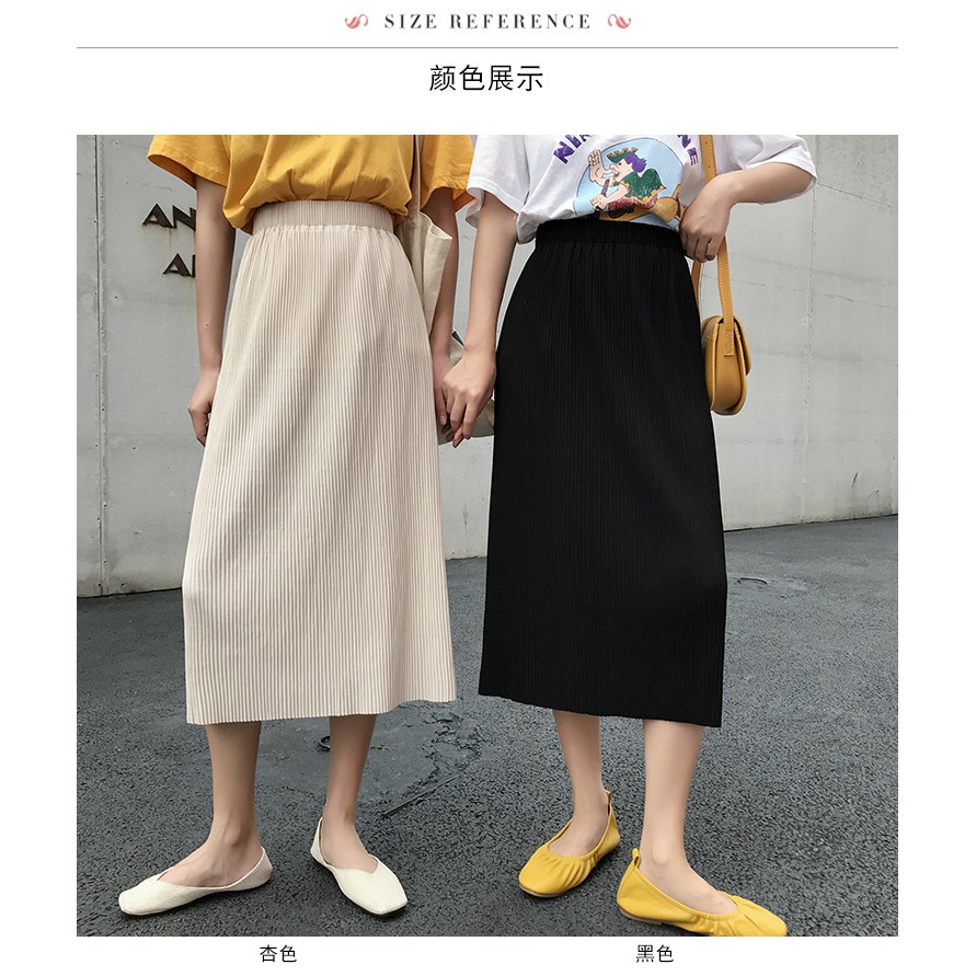 CHÂN VÁY NỮ DÀI XẺ LƯNG THUN CO DÃN PHONG CÁCH ULZZANG - WINDY SKIRT | BigBuy360 - bigbuy360.vn