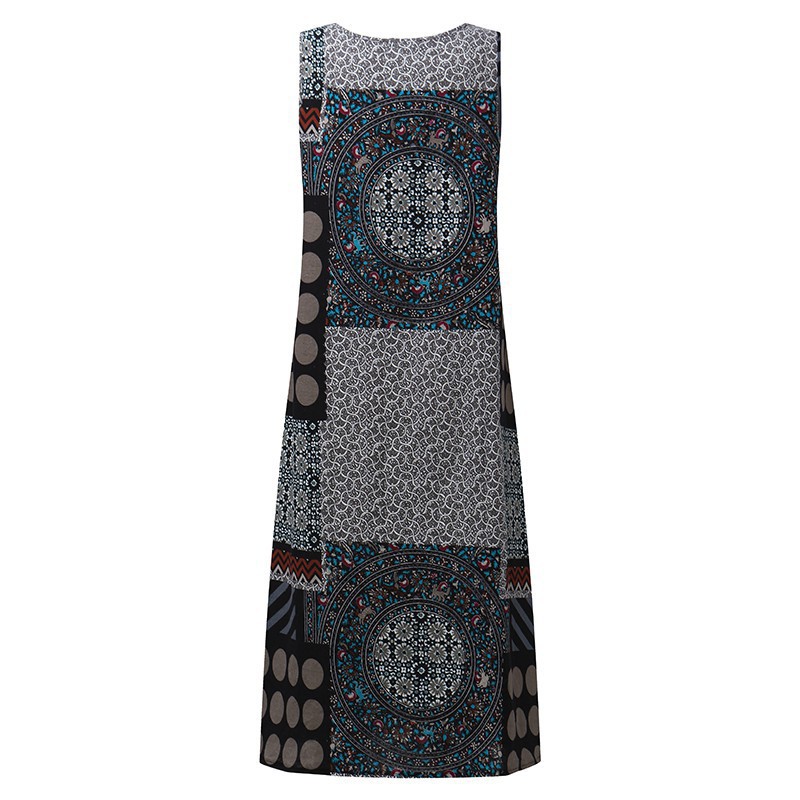 Đầm ngắn tay dáng dài in họa tiết phong cách cổ điển dành cho nữ | BigBuy360 - bigbuy360.vn