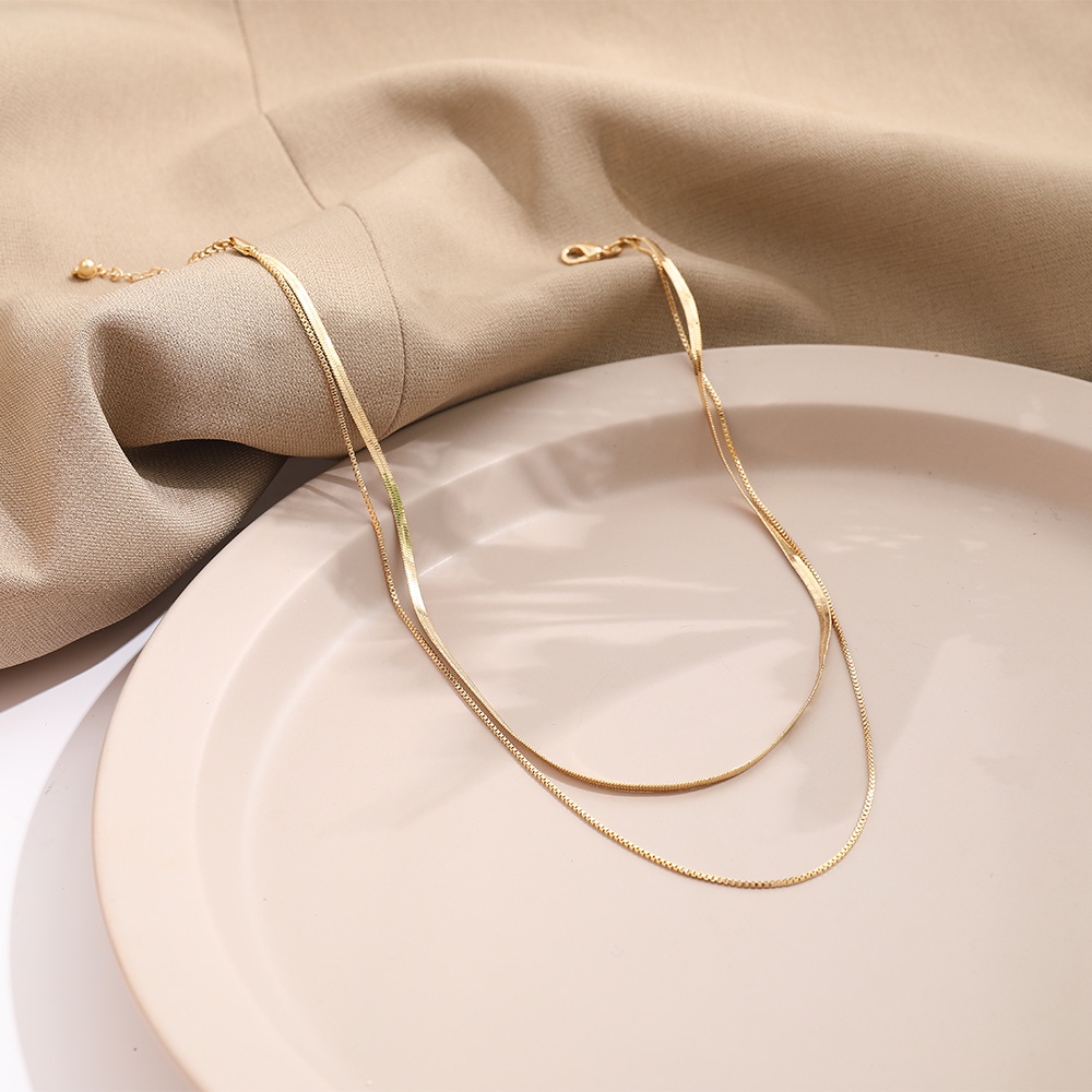 IF ME Dây chuyền thiết kế hai lớp màu vàng thời trang thanh lịch cho nữ