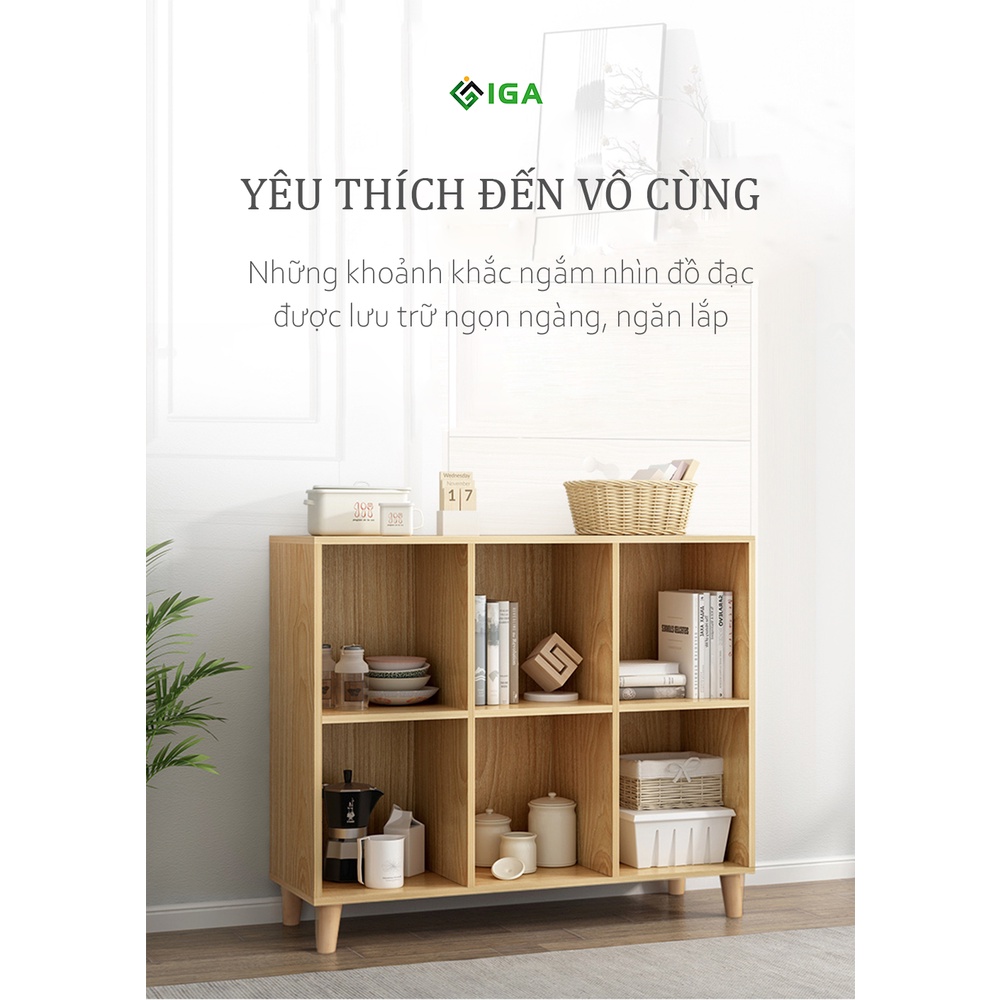 Kệ sách, tủ sách đa năng nhiều ngăn chân gỗ sồi cao cấp  - GP163