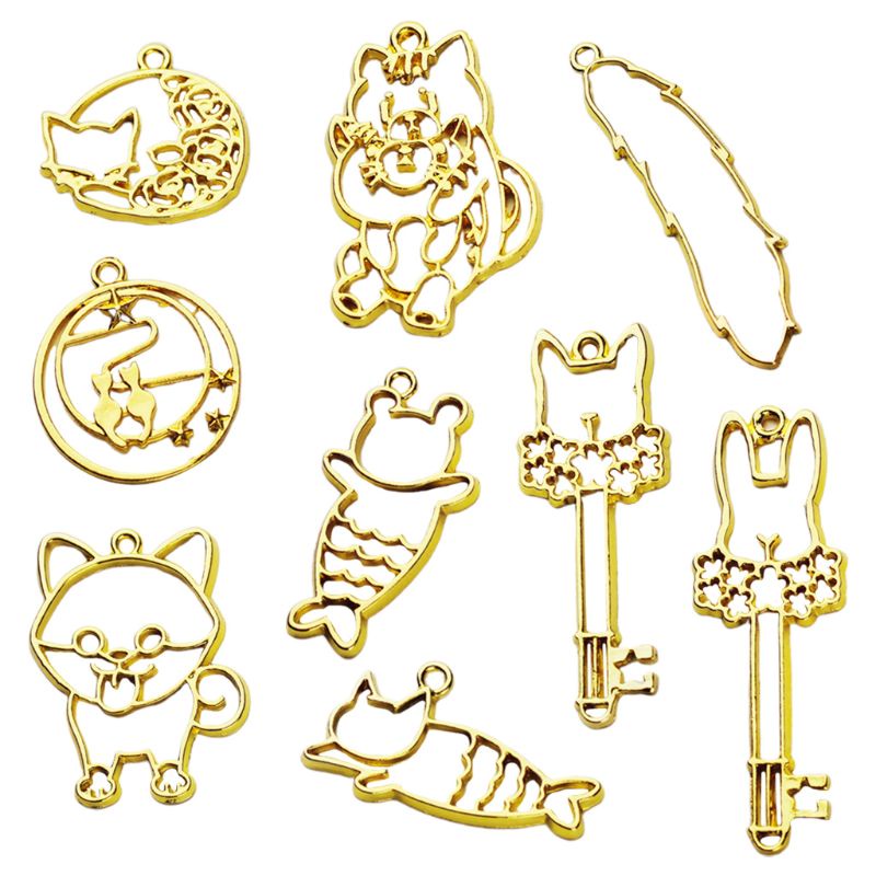 Set 6 Khuôn Làm Đồ Trang Sức Hình Hoa / Mèo Bằng Kim Loại Độc Đáo DIY