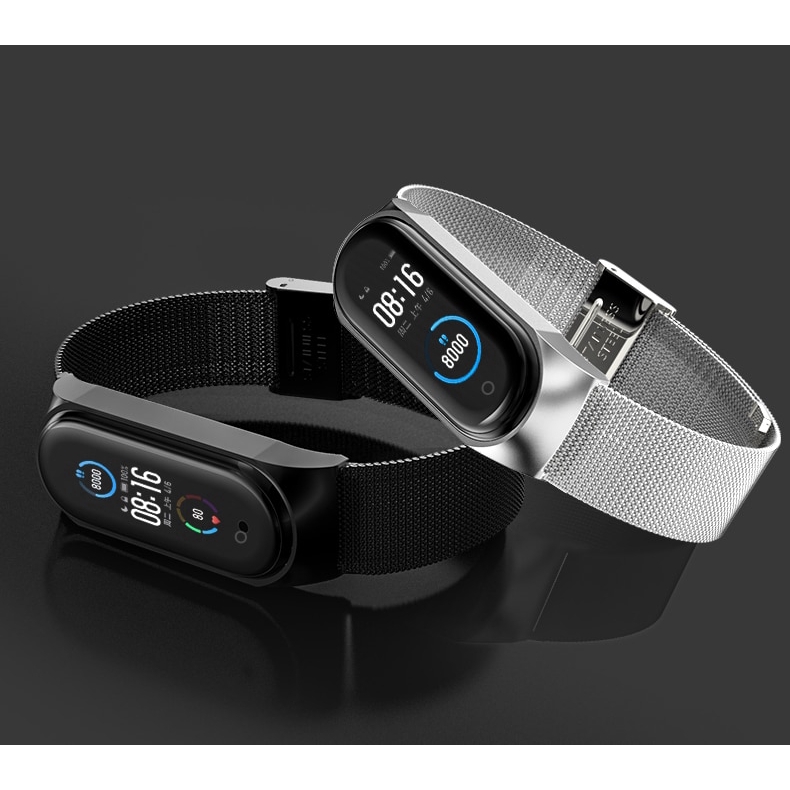 Set 2 Dây Đeo Thay Thế Chất Liệu Kim Loại Dạng Lưới Cho Xiaomi Mi Band 5