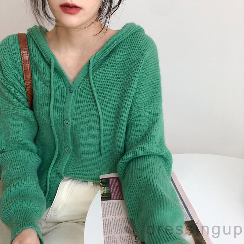 Áo khoác Cardigan bằng vải dệt kim màu sắc thời trang trẻ trung cho nữ