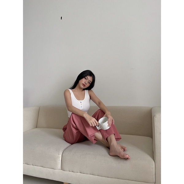 [LEN clothing] quần ống suôn đũi mùa hè màu hồng 8163 | BigBuy360 - bigbuy360.vn