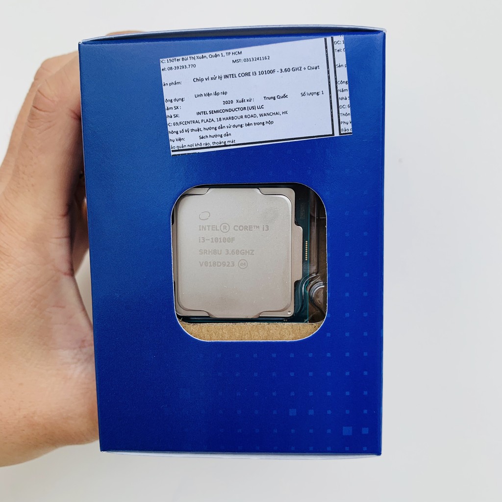 CPU Intel Core i3 10100F 3.6GHz up to 4.3GHz, 4 nhân 8 luồng socket 1200 Chính hãng Viễn Sơn phân phối (không có GPU)