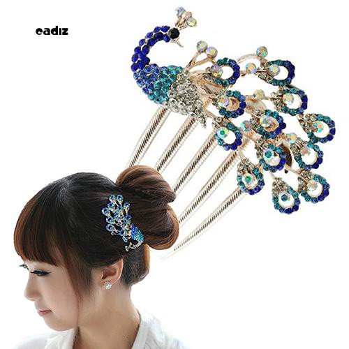 Trâm cài tóc hình chim công đính đá cổ điển