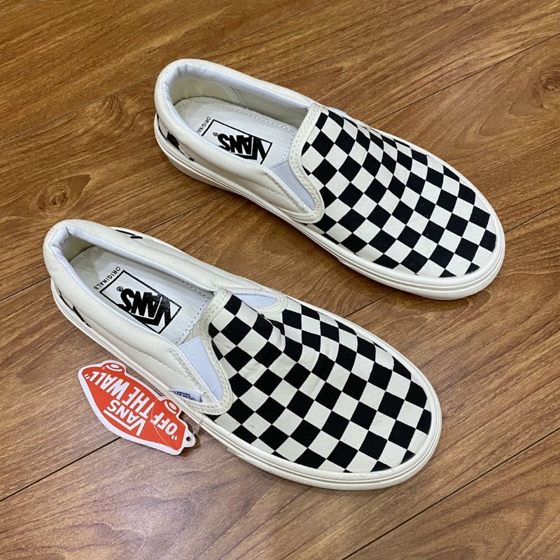 Giày thể thao Vans Slipon Trung 1:1 - Giày lười Vans Caro thể thao nam nữ