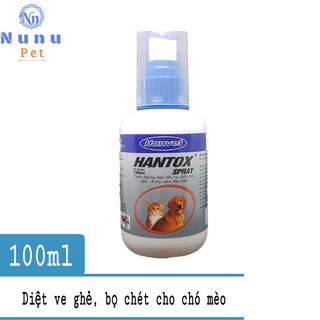 Thuốc xịt trị ve ghẻ, bọ chét chó mèo - Hantox Spray xịt 100ml