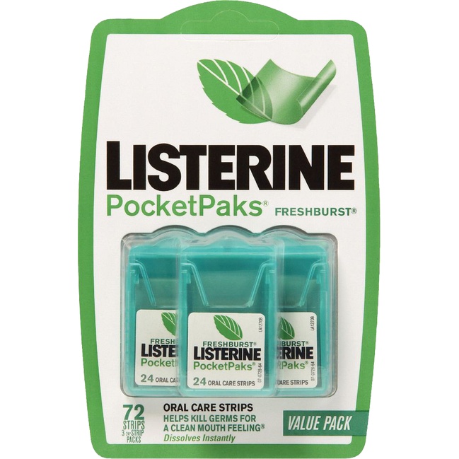 Miếng Ngậm thơm Miệng diệt khuẩn LISTERINE PocketPaks - Vỉ 3 hộp - 24 lá/hộp