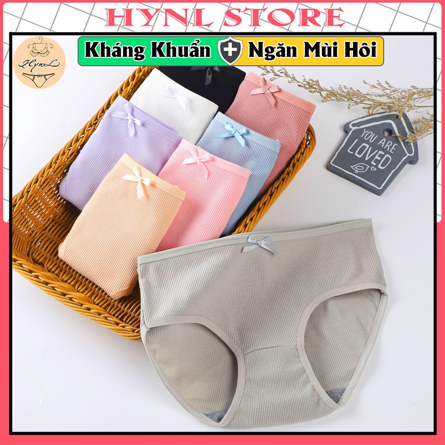 Quần Lót Nữ Cotton Kháng Khuẩn Co Giãn 4 Chiều Phối Nơ Cá Tính Nữ H102