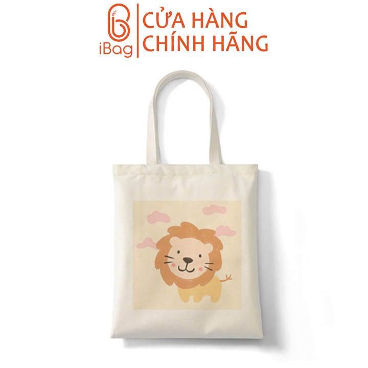 Túi tote vải canvas IBAG nữ phong cách ulzzang dáng unisex in hình con sư tử N045