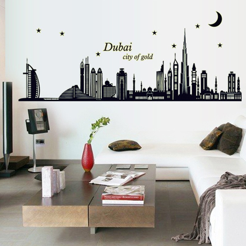 Decal dán tường Thành phố Dubai ( có dạ quang)