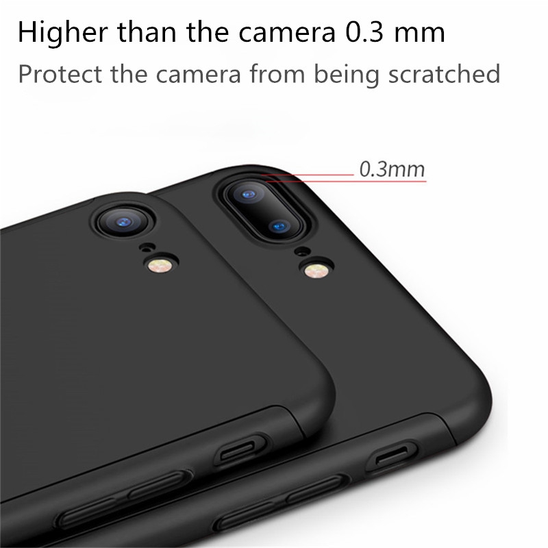 Ốp điện thoại kính cường lực cứng siêu mỏng 360 cho iPhone 13 6 6s 7 8 Plus X XS Max XR