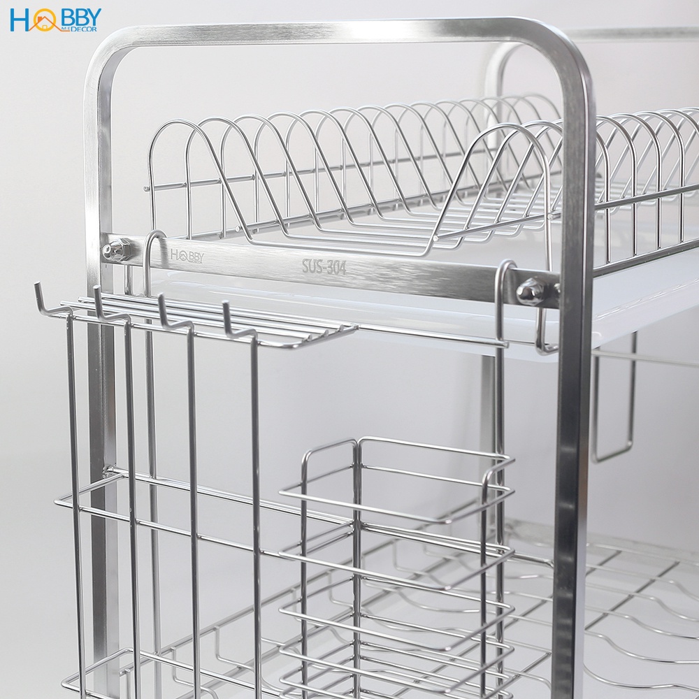 Kệ đựng chén bát 2 tầng Inox 304 cao cấp HOBBY Home Decor KC2F - tất cả trong 1 kệ chén - mẫu 2 tầng