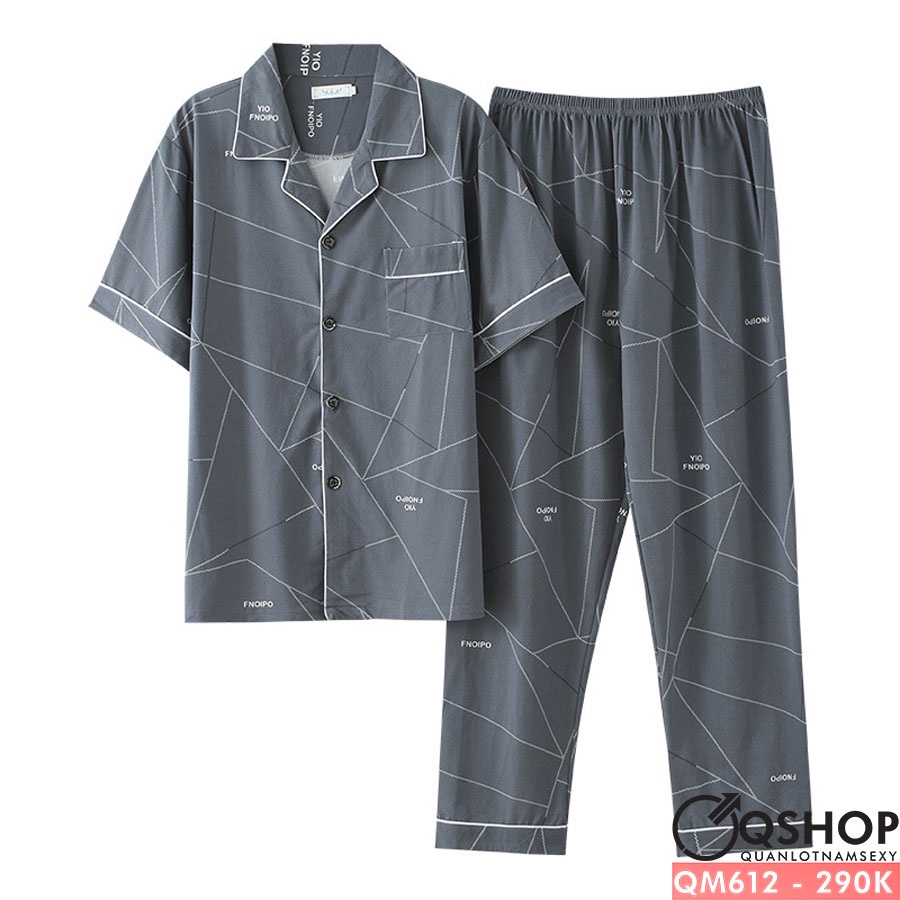 Bộ đồ pijama nam thun cotton quần dài, tay ngắn QSHOP QM609 - QM610 - QM611 - QM612