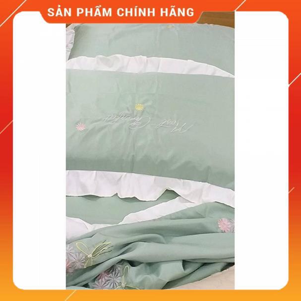 Bộ Chăn Ga Gối Lụa thêu cao cấp mẫu Hoa Cúc 4 món chất liệu phi lụa telcel 100s | BigBuy360 - bigbuy360.vn