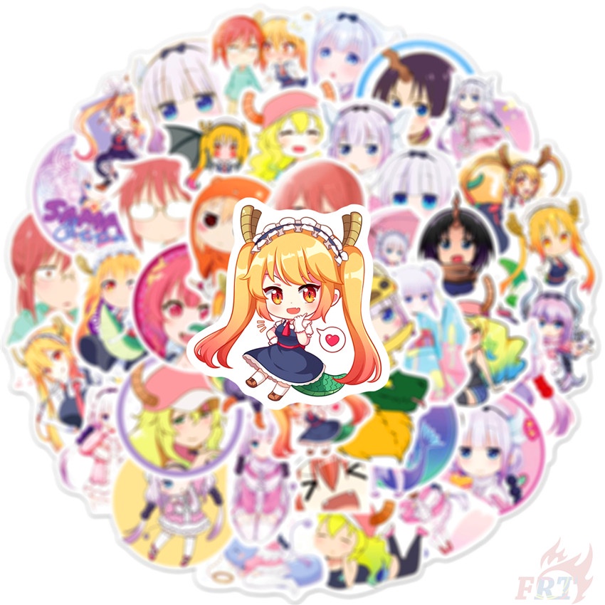 Bộ 50 miếng dán họa tiết anime Kobayashi 's Dragon Maid dòng 05 trang trí vali máy tính xách tay