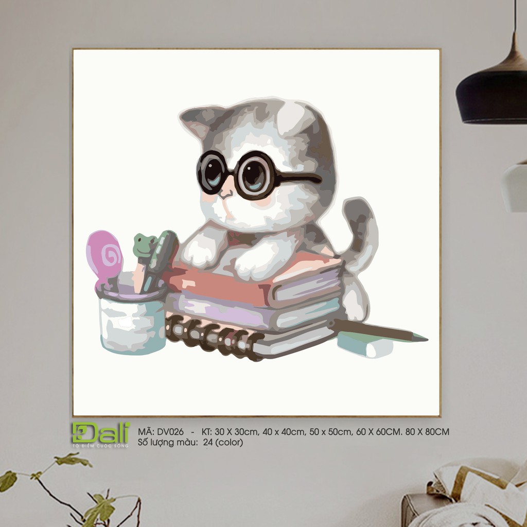 Tranh treo tường tự tô màu số hóa DALI Thú cưng Mèo đáng yêu | BigBuy360 - bigbuy360.vn
