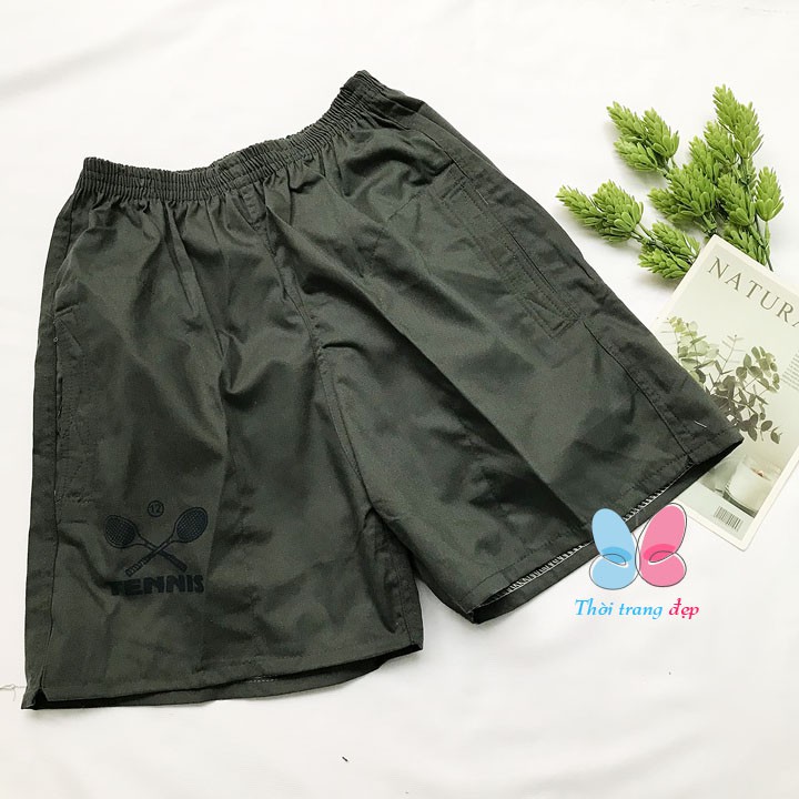 Quần đùi nam từ 48kg - 65kg - ĐÁY THẲNG - vải kate dày mềm - Quần short nam in cây vợt - VOTTHANG