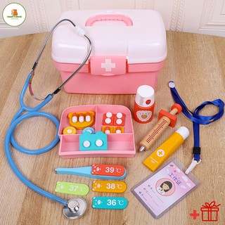 ĐỒ CHƠI BÁC SỸ CHO BÉ VỚI CÁC CHI TIẾT BẰNG GỖ CAO CẤP KÈM HỘP NHỰA CỰC XINH