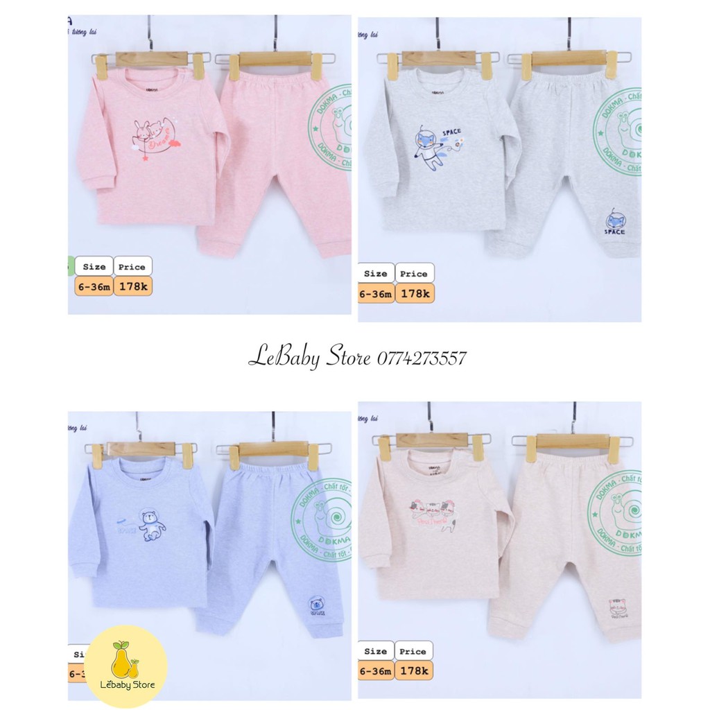 (3-36M) Bộ dài tay cổ tròn vải cotton dày - DOKMA