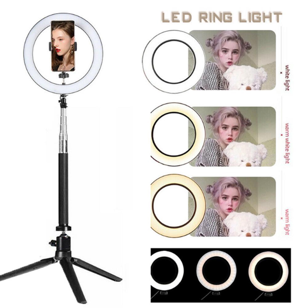 🎤HV Đèn LED dạng tròn có chân đèn LED Camera selfie Vòng cho chân máy iPhone và Giá đỡ điện thoại để chụp ảnh video
