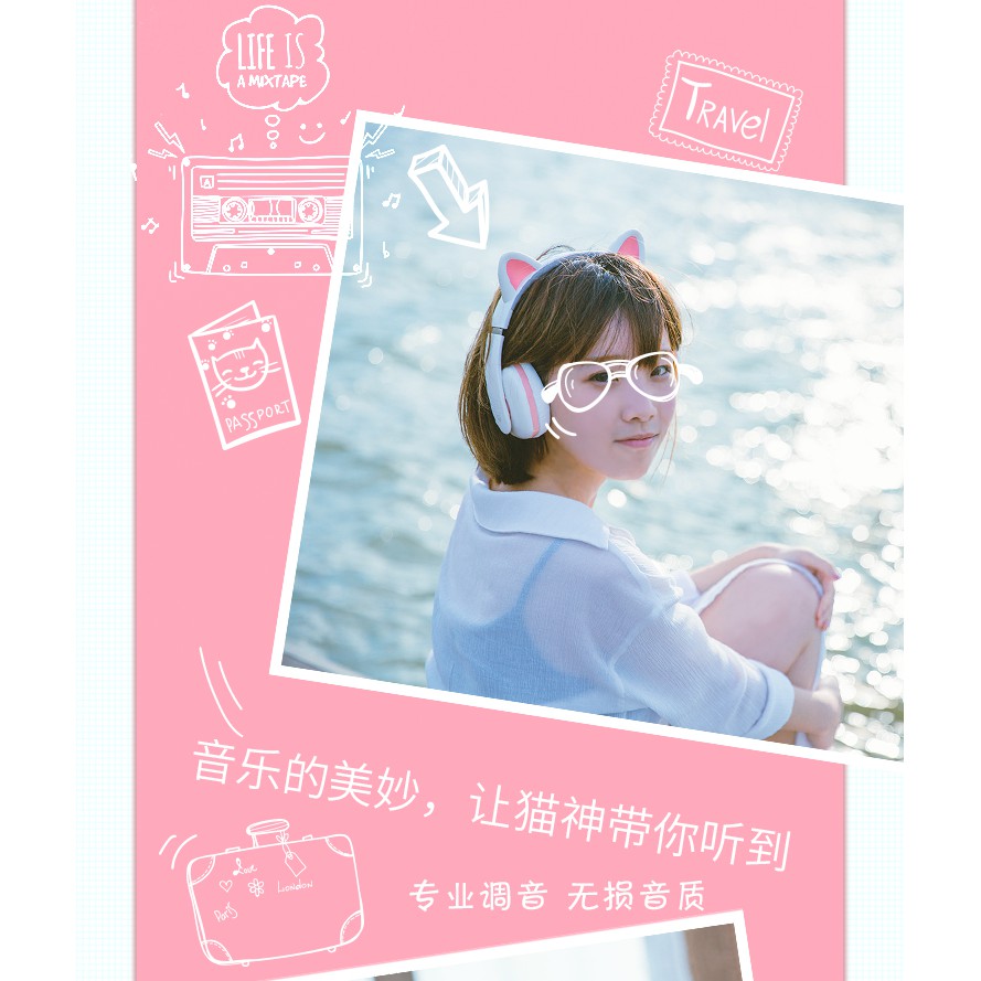 Tai nghe mèo CENSI Moecen Cao cấp xinh xắn dễ thương biến hình