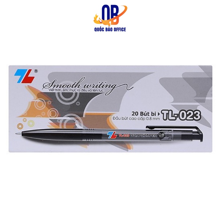 Bút bi Thiên Long 023 - ngòi 0.8mm - mực xanh/ đen/ đỏ - combo 10 chiếc