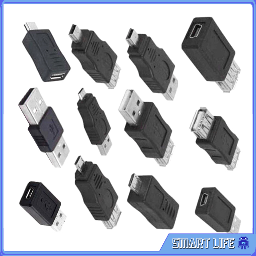 Set 12 Đầu Chuyển Đổi Otg Usb 2.0 A Male Sang Female Micro-B | BigBuy360 - bigbuy360.vn