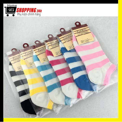 Combo 10 Tất Nữ Cotton  - Vớ Sọc Màu Giá Rẻ ( Nhiều Màu Như Hình )