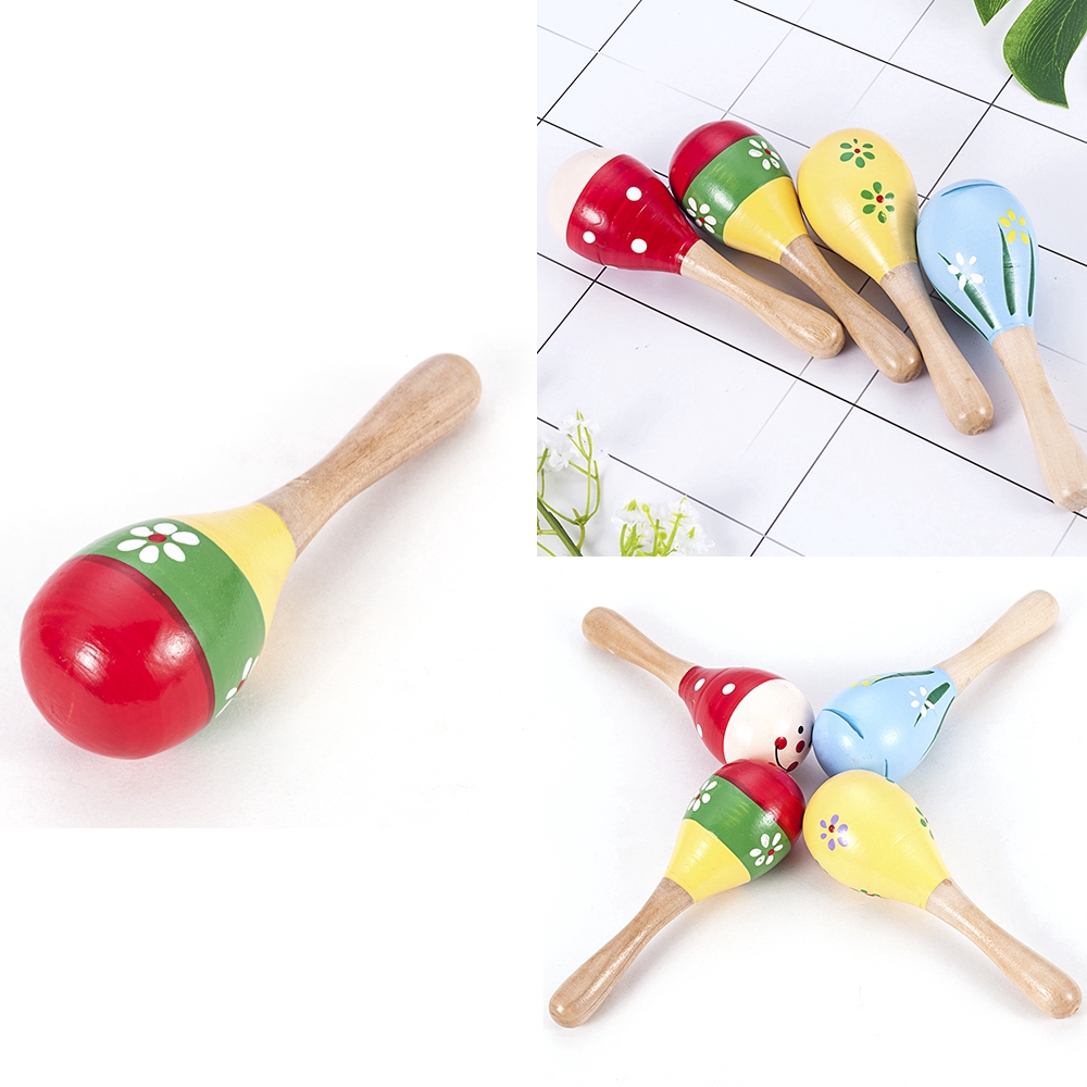 Đồ chơi lục lạc cầm tay Maraca bằng gỗ nhiều màu sắc dành cho bé