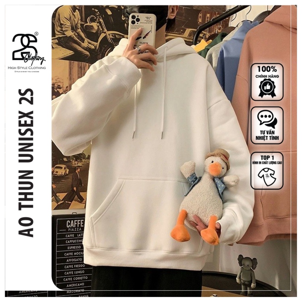 Áo Hoodie Nỉ Trơn Form Rộng Có Mũ 2S Clothing, Áo Hoodie Basic Unisex Màu Trắng Đen | BigBuy360 - bigbuy360.vn