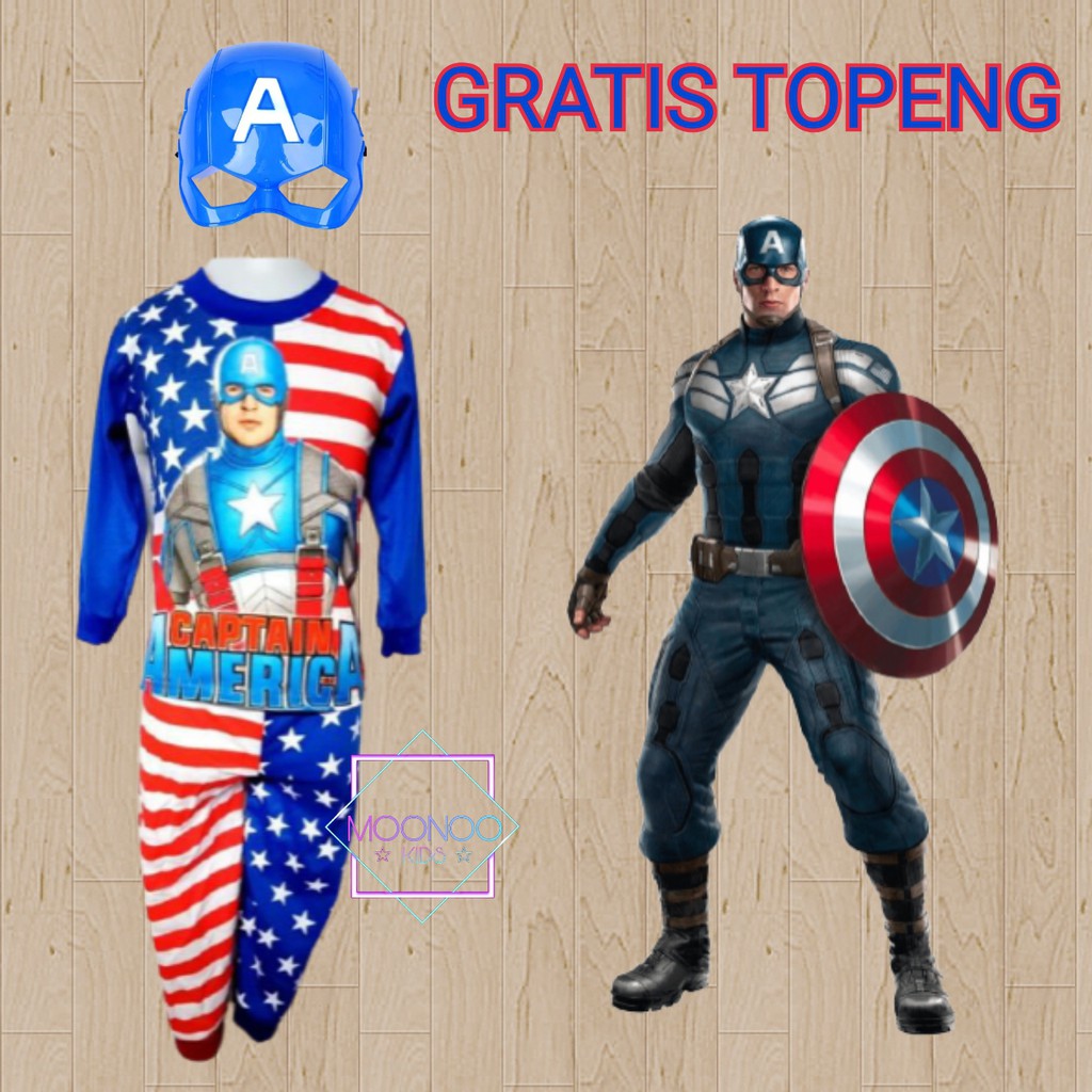 Bộ Đồ Hóa Trang Siêu Anh Hùng Captain America Kèm Mặt Nạ Cho Bé