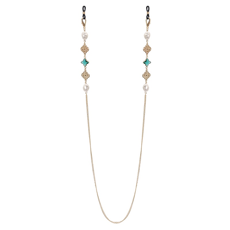 Dây Đeo Mắt Kính Hình Cỏ Bốn Lá Đính Ngọc Trai Thanh Lịch