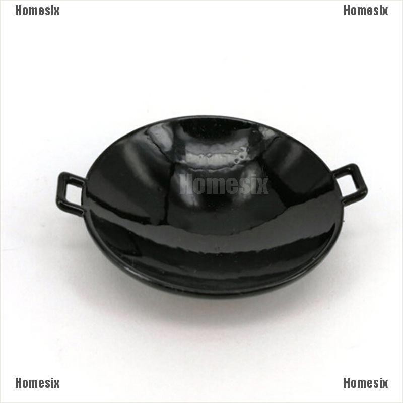 [HoMSI] 3Pcs/set 1:12 dollhouse miniature kitchen wok pot cover pancake turner toys SUU