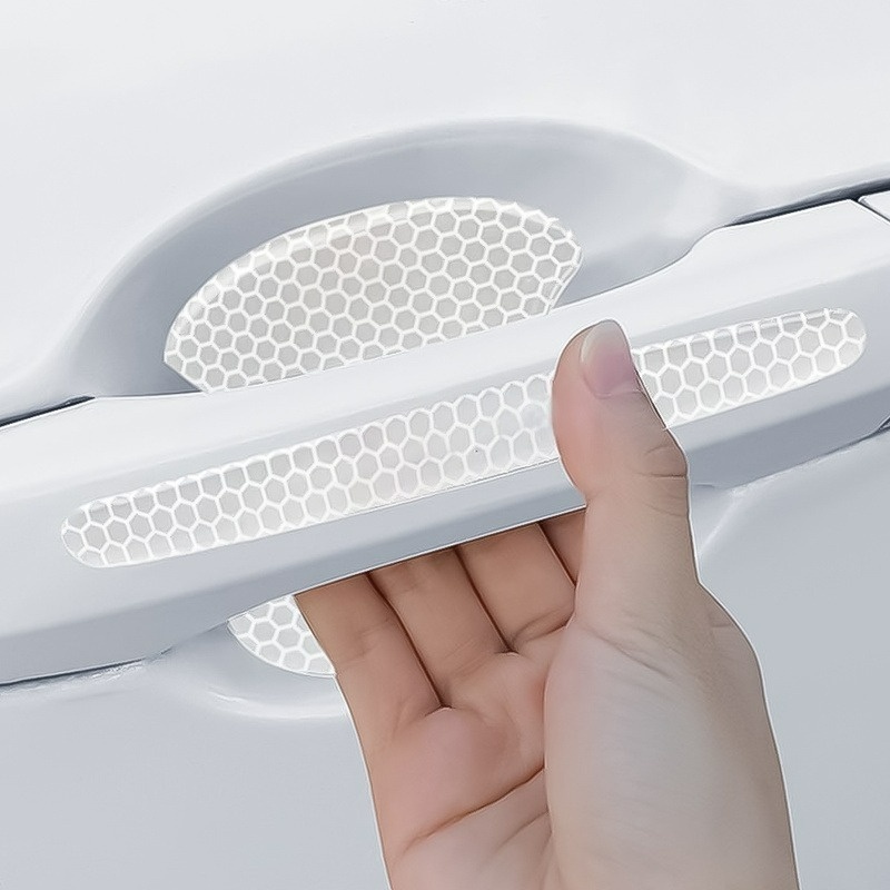 Bộ 4 Miếng Dán PVC Họa Tiết Tổ Ong Chống Trầy Cho Tay Nắm Cửa Xe Hơi