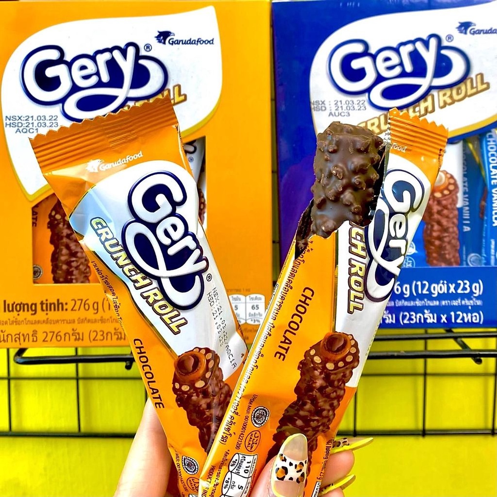 Bánh cuộn phủ Socola Gery Crunch Roll Hộp 276g