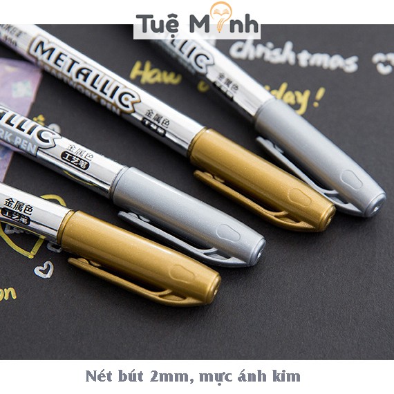 Bút dạ ánh kim metallic Baoke B39 ngòi 2mm viết vẽ trang trí nhiều chất liệu