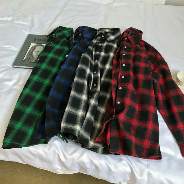 Áo sơ mi Caro Đỏ / Xanh / Đen / Xanh lá cây - Flannel Basic Unisex - Shirt Ca ro - Flannel Red Black Blue Green cực đẹp