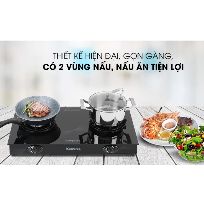 Bếp ga đôi Kangaroo KG8G1A Chính hãng trưng bày 99%+Tặng dây gas-bếp bền tốt tiết kiệm gas