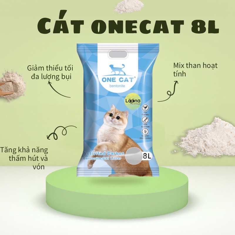 Cát đất sét than hoạt tính ít bụi One Cat cho mèo 8L-4kg