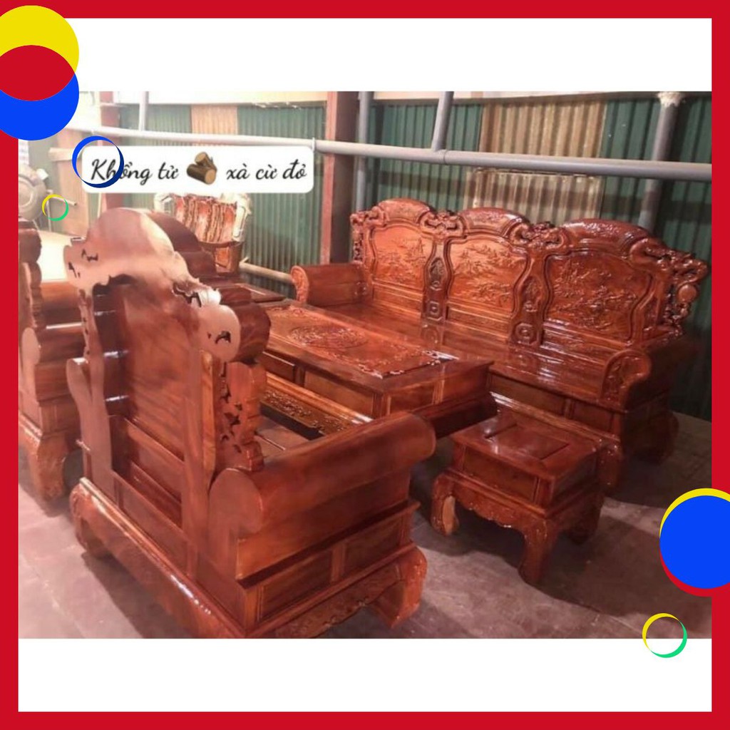 Bộ bàn ghế Phòng khách Khổng Tử gỗ xà cừ già [ Miễn phí vc Hà Nội]
