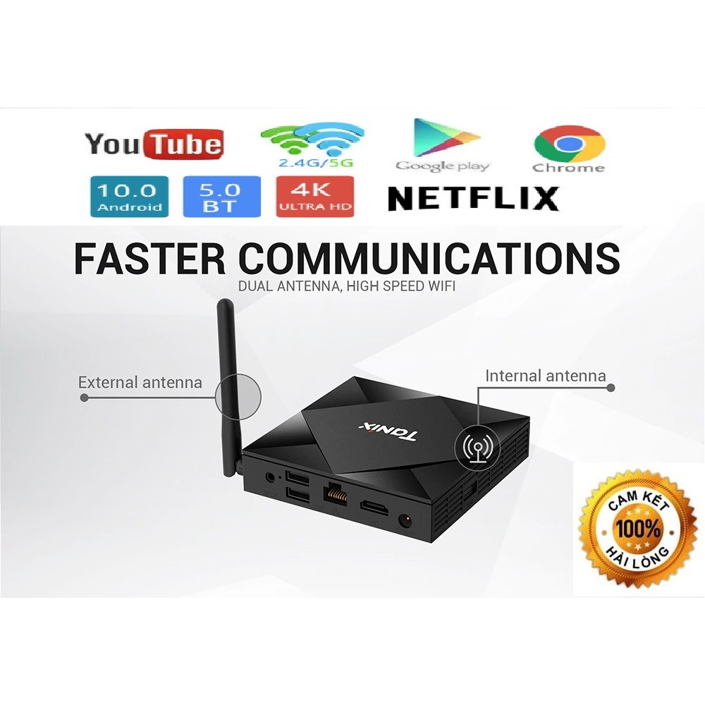 Android Box TX6S, Android TV 10, Allwinner H616, Ram 4GB, Bộ nhớ trong 32GB, Wifi 2.4Ghz/5Ghz, Bluetooth 5.0, Lan 100Mb