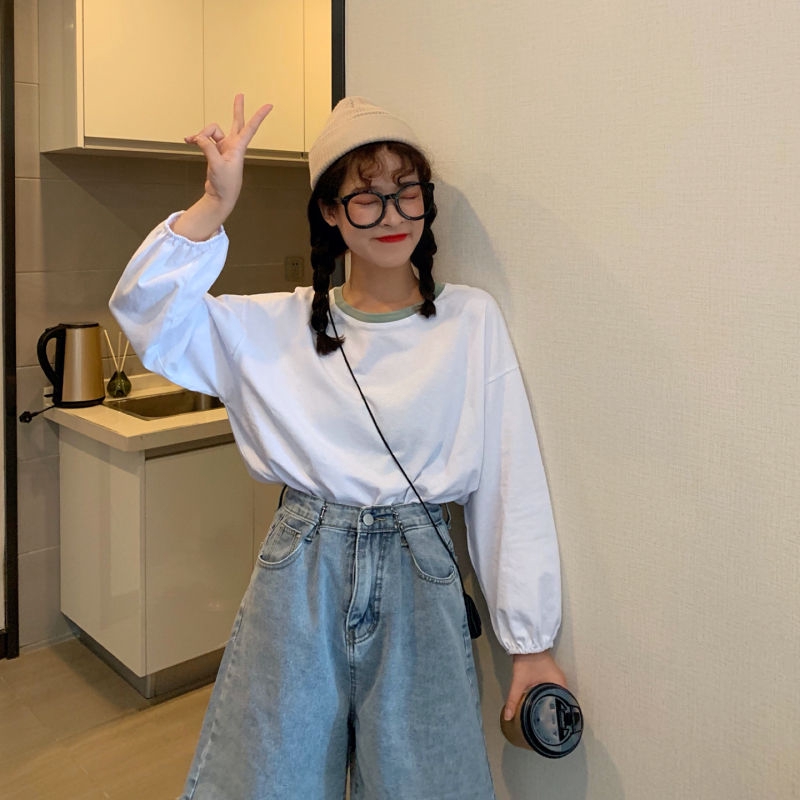 【Ready Stock】 2020 Korean Version Loose In Long Sleeve College Style Bf Tshirts Women Summer Slim Cotton Tshirts New