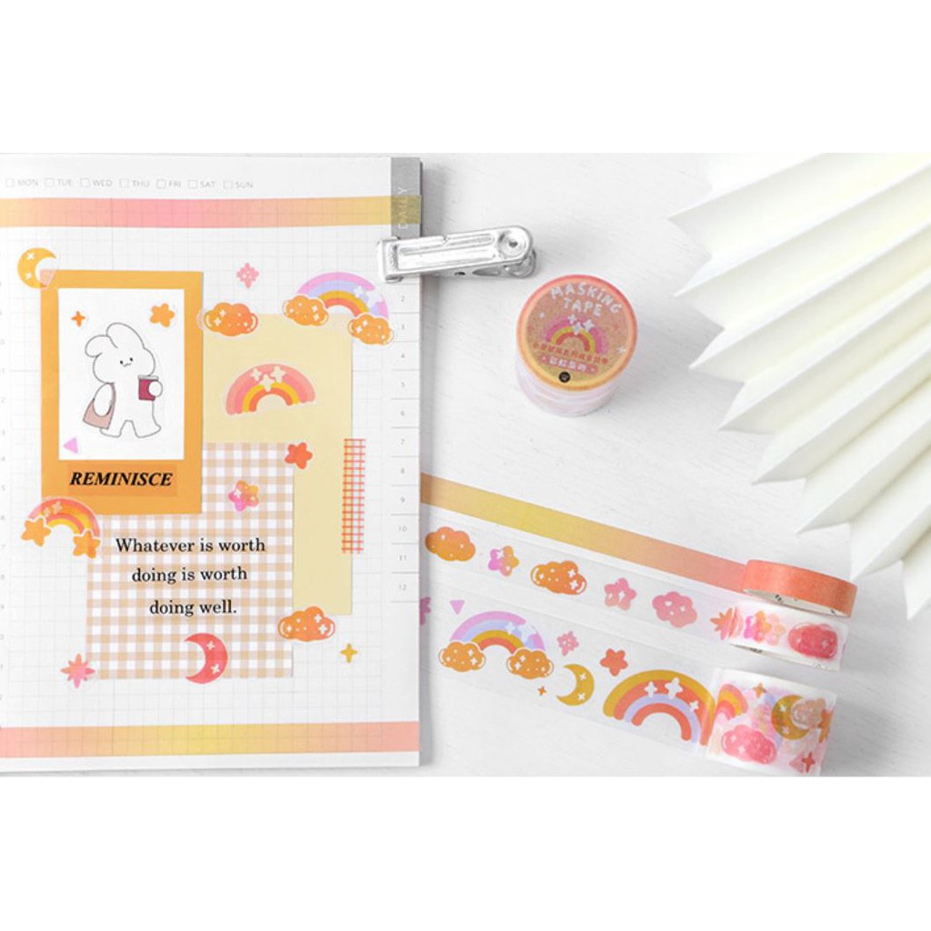 Bộ 3 cuộn washi tape Infeel.me Colorful dream masking tape băng keo giấy Nhật Bản trang trí sổ tay | BSW080