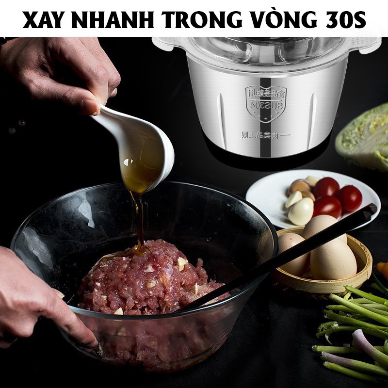 ✨BH 6 THÁNG✨Máy Xay Thịt Cối Inox và Thủy tinh - Công suất 300W, 4 lưỡi dao inox, xay thịt, rau củ quả đa năng