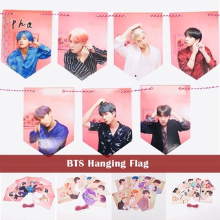 Set 7 Tấm Poster Giấy Treo Tường Trang Trí Hình Nhóm Nhạc Bts Kèm Dây Treo