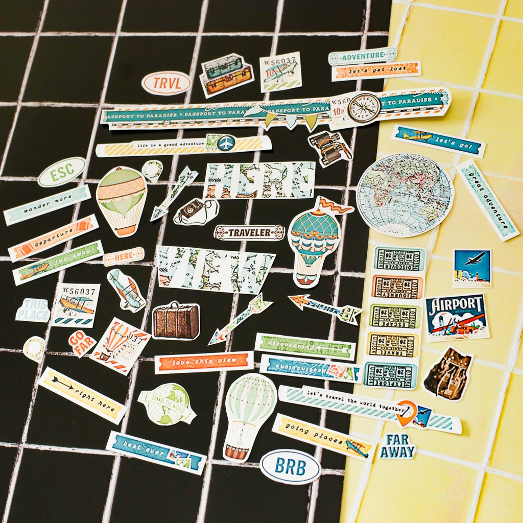 Sticker Simple Vintage Traveler - Sticker trang trí sổ tay, scrapbook, nguyên liệu handmade