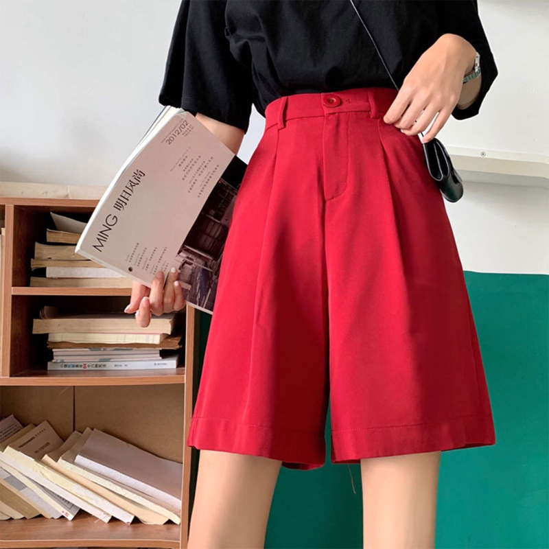 Quần Short Nữ Lưng Cao Ống Rộng Màu Sắc Thanh Lịch