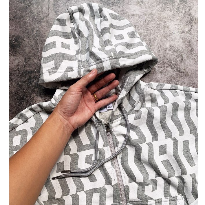 Áo Khoác Adi.das Allover Print Hoodie - Grey XUẤT DƯ  FULL TEM TAG CODE